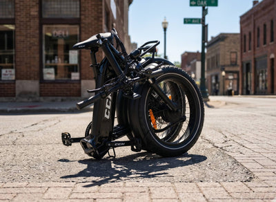 folded CCM Portage folding ebike commuter step through
